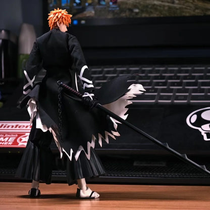 Kurosaki Ichigo BLEACH Anime Figurines, Movable Joints Bankai Form PVC Figures Statue 12 cm