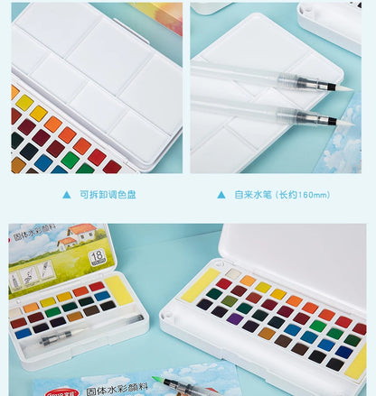 12/24/36/48 Colors Watercolor Paint Set with Water Brush Pens Art Supplies for Artists