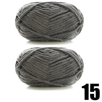 Thick Velvet Chenille Yarn – 2pcs x 50g Soft Knitting Yarn for DIY Scarves, Hats & Crafts