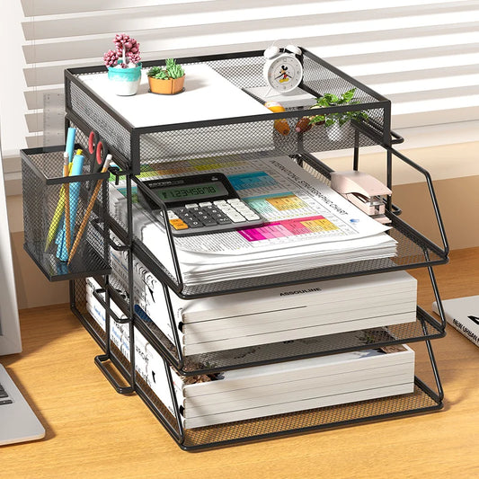 A4 Desk Organizer – Metal Wire Mesh Document Tray for Files, Letters, Books & Brochures