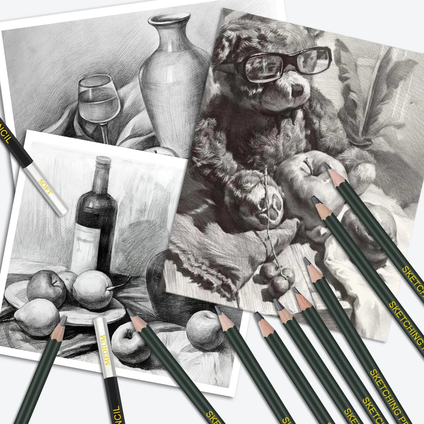 54-Pack Sketch Drawing Pencils Kit – Artist’s Advanced Sketch Art Supplies with Sketchbook, Graphite & Charcoal Pencils