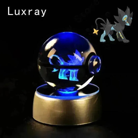 3D Pokemon Crystal Ball 5CM Mewtwo Pikachu Gengar Crystal Glass Pokemon Ball Pokeball Figure Night Light LED Lamp Base Gift - 29 Jigglypuff / 5CM - Otarealm