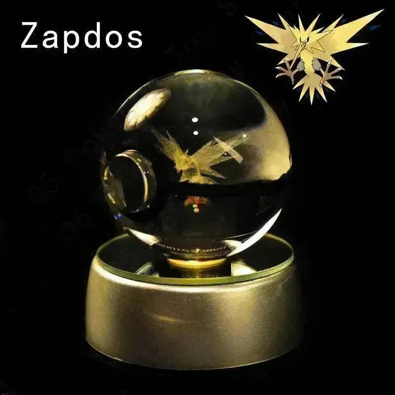 3D Pokemon Crystal Ball 5CM Mewtwo Pikachu Gengar Crystal Glass Pokemon Ball Pokeball Figure Night Light LED Lamp Base Gift - 29 Jigglypuff / 5CM - Otarealm