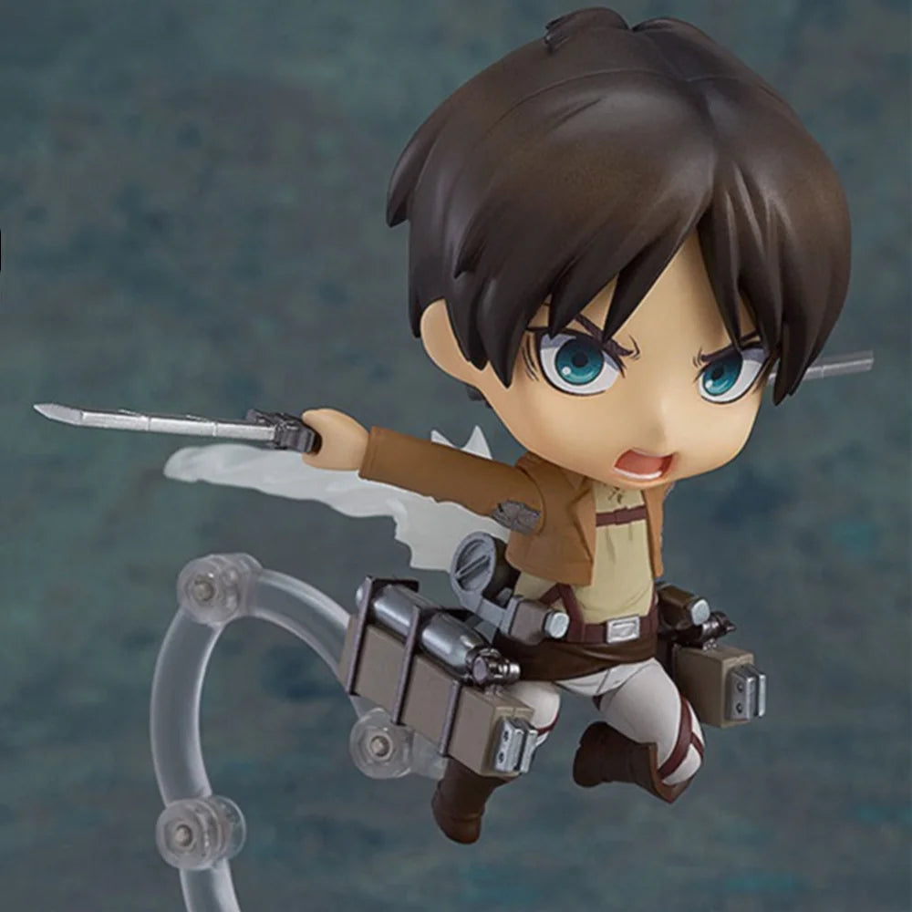 Attack on Titan Anime Figures, Shingeki no Kyojin Levi Ackerman, Eren Jaeger, Mikasa·Ackerman, Cute Kawaii Chibi Anime Figurines 10 cm