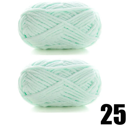 Thick Velvet Chenille Yarn – 2pcs x 50g Soft Knitting Yarn for DIY Scarves, Hats & Crafts