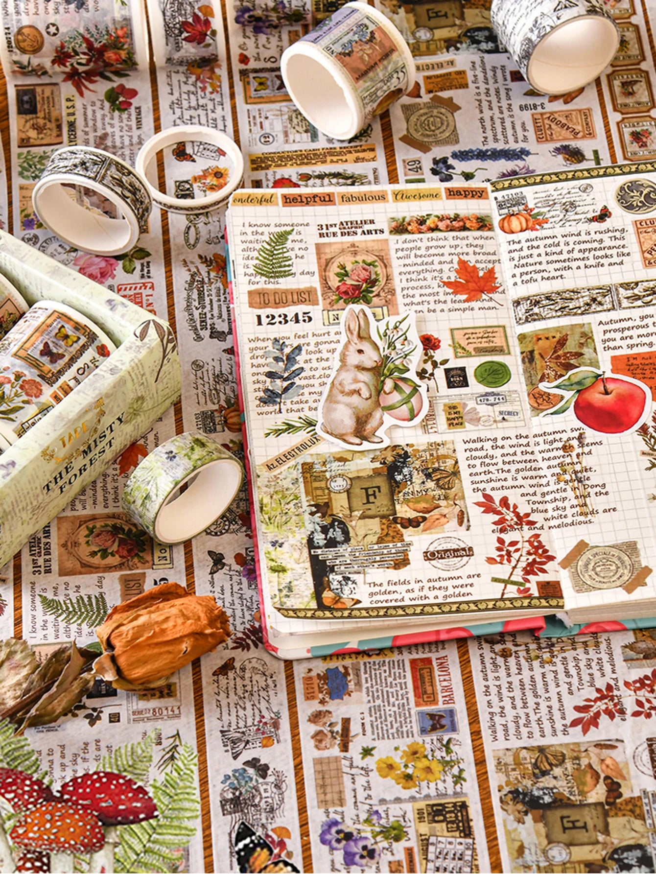 Retro Washi Tape Set – 18 to 24 Rolls per Box for DIY Crafts, Journals & Gift Wrapping