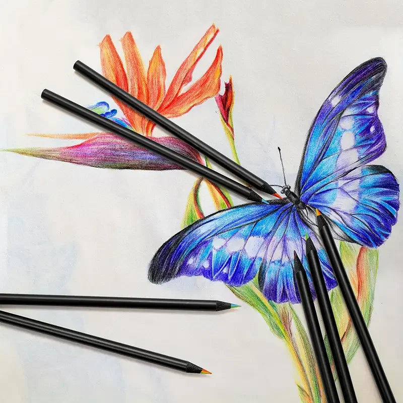 10 PCS Rainbow Pencil Colorful Pencil 7-Color Wood Colorful Black Wood Painting