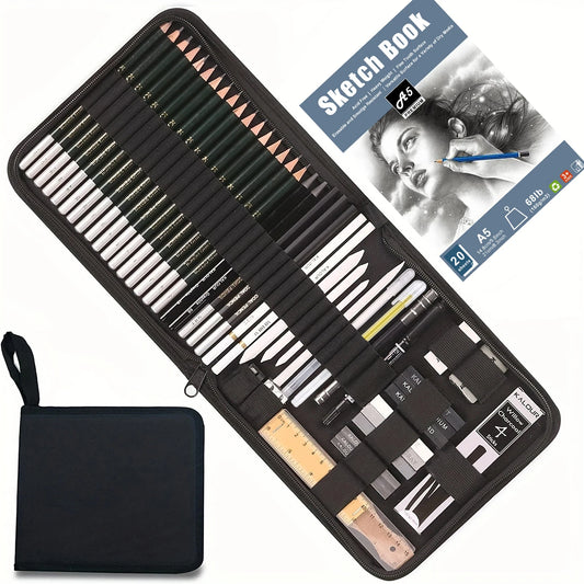 54-Pack Sketch Drawing Pencils Kit – Artist’s Advanced Sketch Art Supplies with Sketchbook, Graphite & Charcoal Pencils
