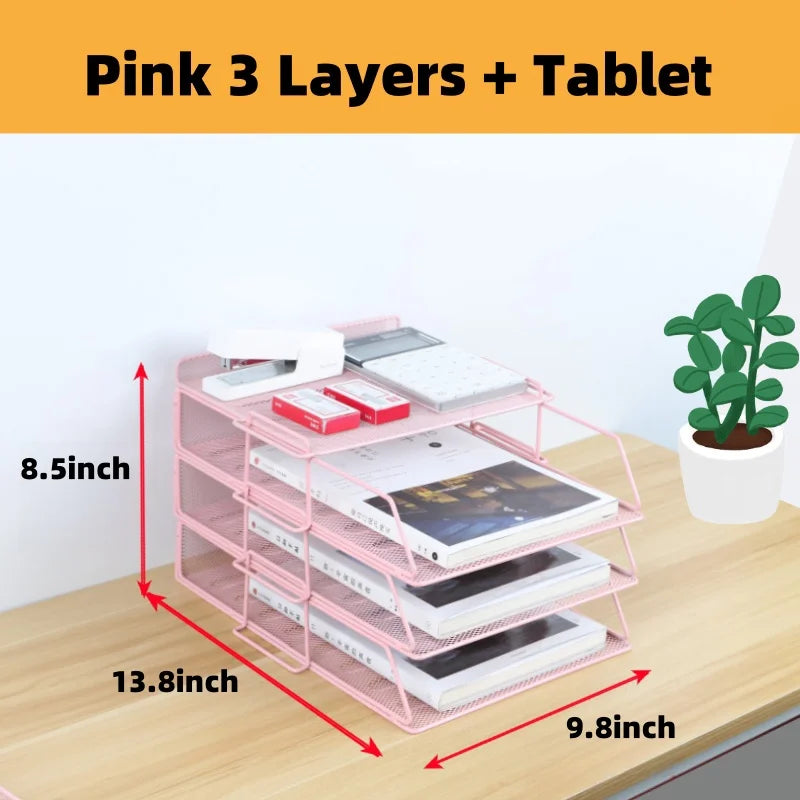 A4 Desk Organizer – Metal Wire Mesh Document Tray for Files, Letters, Books & Brochures