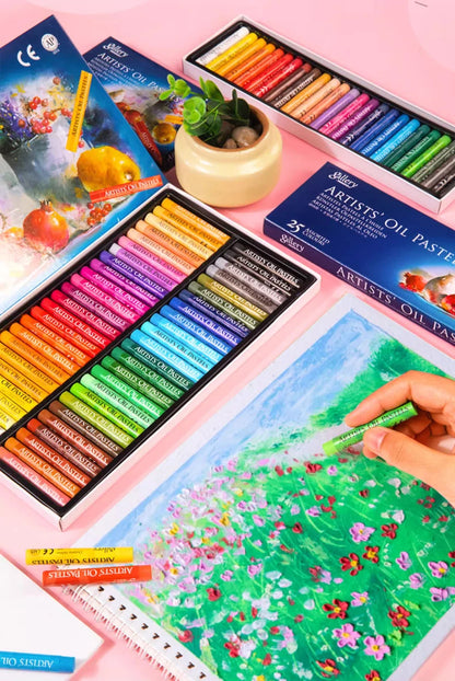Oil Pastel Set – 25 or 50 Colors Soft Sticks for Kids, Students & Artists | Washable Crayons for Drawing, Painting & Graffiti Art