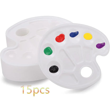 2/6/8/10 Pack Plastic Art Painting Palettes, Oval Shaped Multi-Well Mixing Palette for Watercolor, Acrylic, and Oil Paints