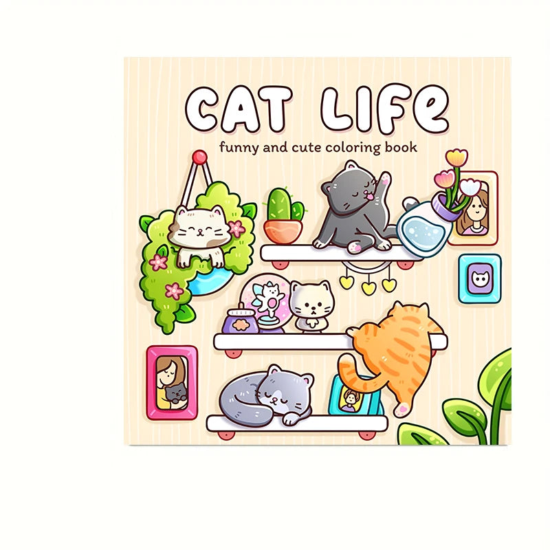 Cat’s Daily Life Coloring Book – 28 Pages of Relaxing Art for Adults | Perfect for Valetine's & Birthday Gifts