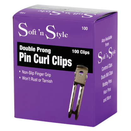 Soft 'n Style Double Prong Clips, Box of 100