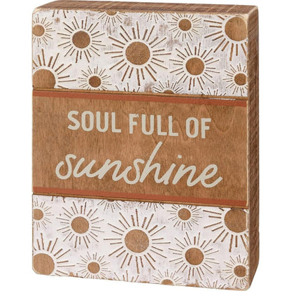 Soul Full Of Sunshine Wooden Box Sign | Boho Sunburst Home Decor