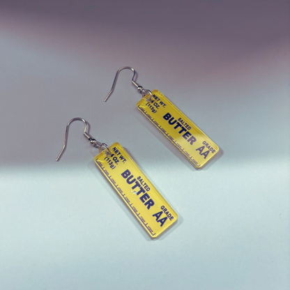Stick of Salted Butter Earrings | Cute Acrylic Food Jewelry Gift for Bakers & Food Lovers