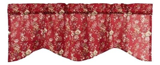 Tache Cotton Burgundy Floral Sheer Scalloped Window Treatment Fairy Tale Tea Party Valance (DXJ103443)