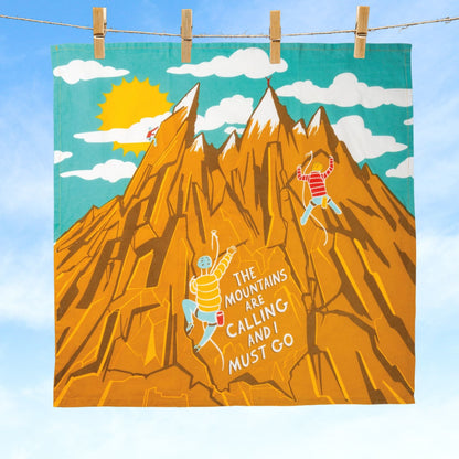 The Mountains Are Calling Cotton Full Color Dish Towel