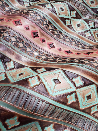 Navajo Embossed Leather Hat Band Only w/ Turquoise Slab 950e Otarealm