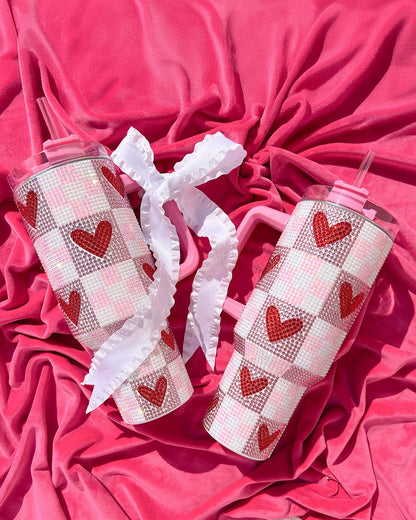 Rhinestone Hearts Stainless Steel Tumbler (Single or Set of 4)