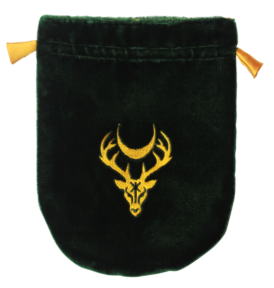 Green Velvet Moon Stag Tarot Bag