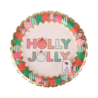 Holly Jolly Christmas Dessert Plates (10 count)