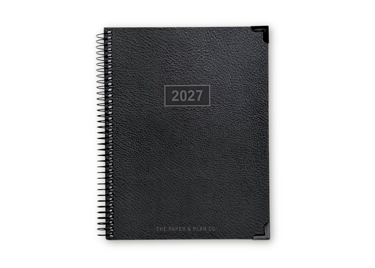 2027 Black Leather Look Weekly Planner