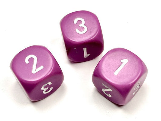 Opaque 16mm d3 (d6 w/ 1-2-3 twice) Light Purple/white (SOLD PER PIECE)