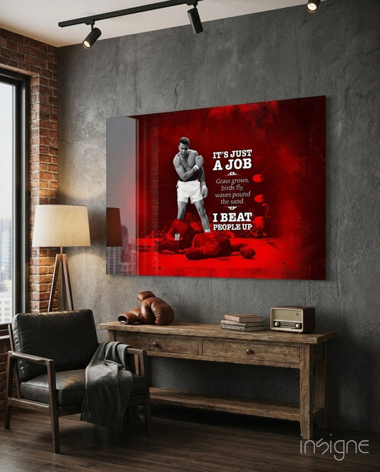 Crimson Boxer Quote Poster Glass Wall Art