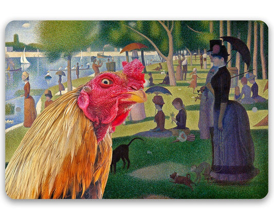 A Sunday Afternoon on the Island of La Grande Painting - Interrupted Rooster - Metal Sign