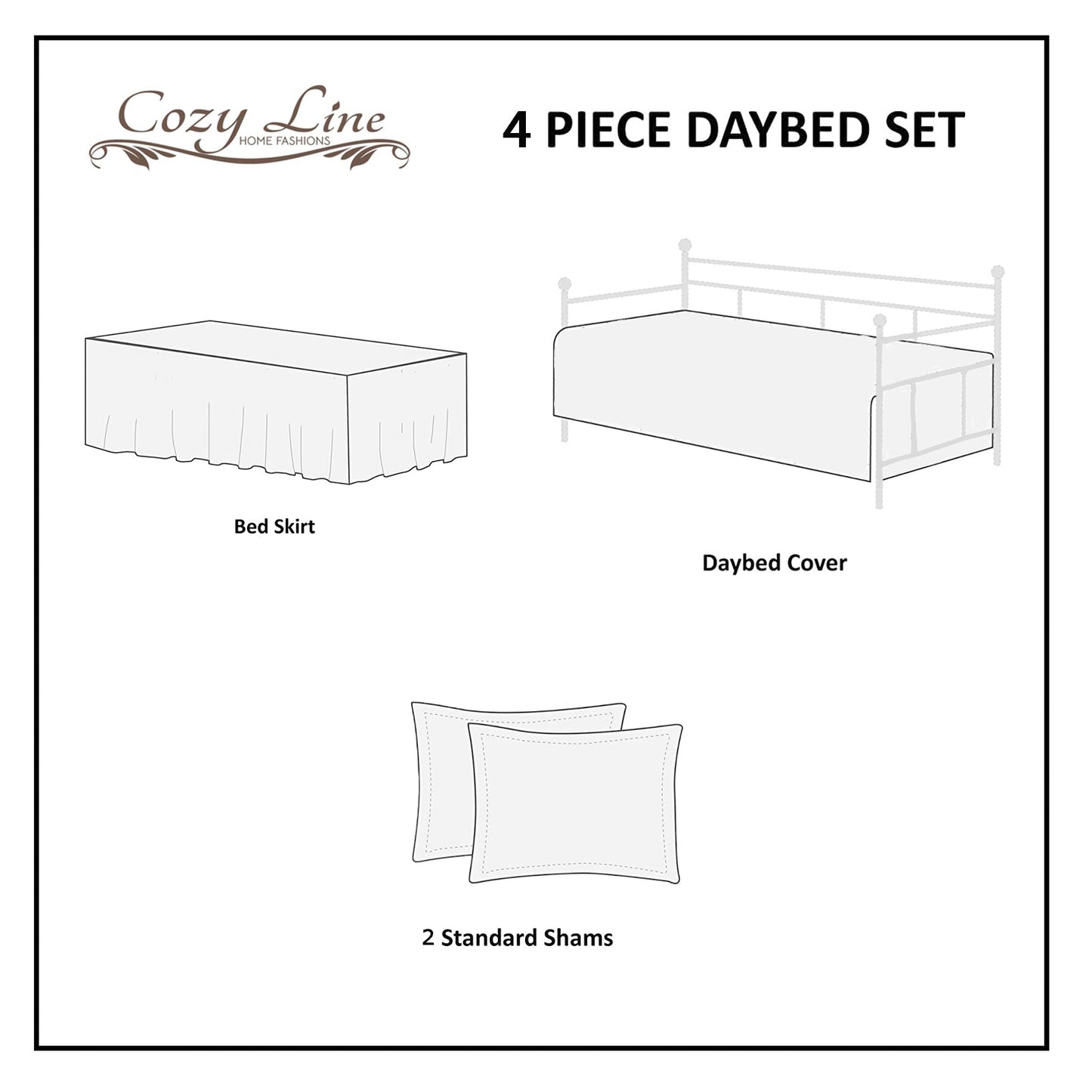 Carlotta Light Pink Blue Floral Print Microfiber Reversible DayBed Quilted Bedding Set