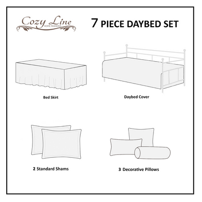 Carlotta Light Pink Blue Floral Print Microfiber Reversible DayBed Quilted Bedding Set