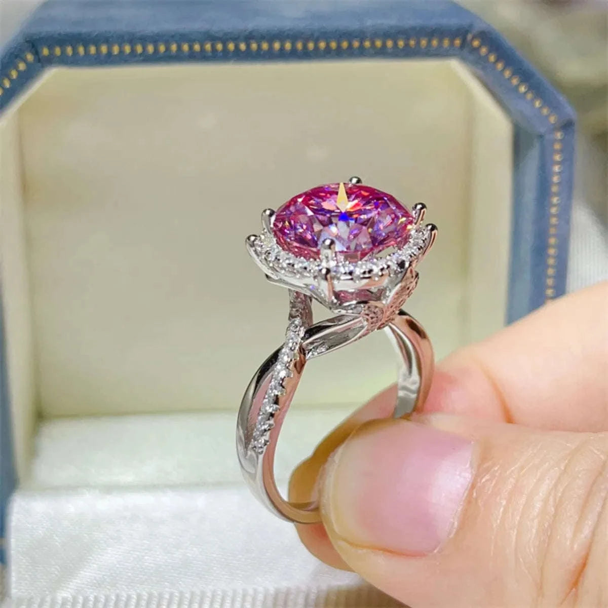 5 Carat Moissanite Halo Engagement Ring Otarealm