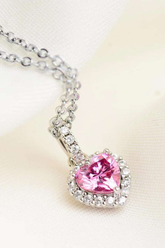 1 Carat Moissanite Heart Pendant Necklace Otarealm