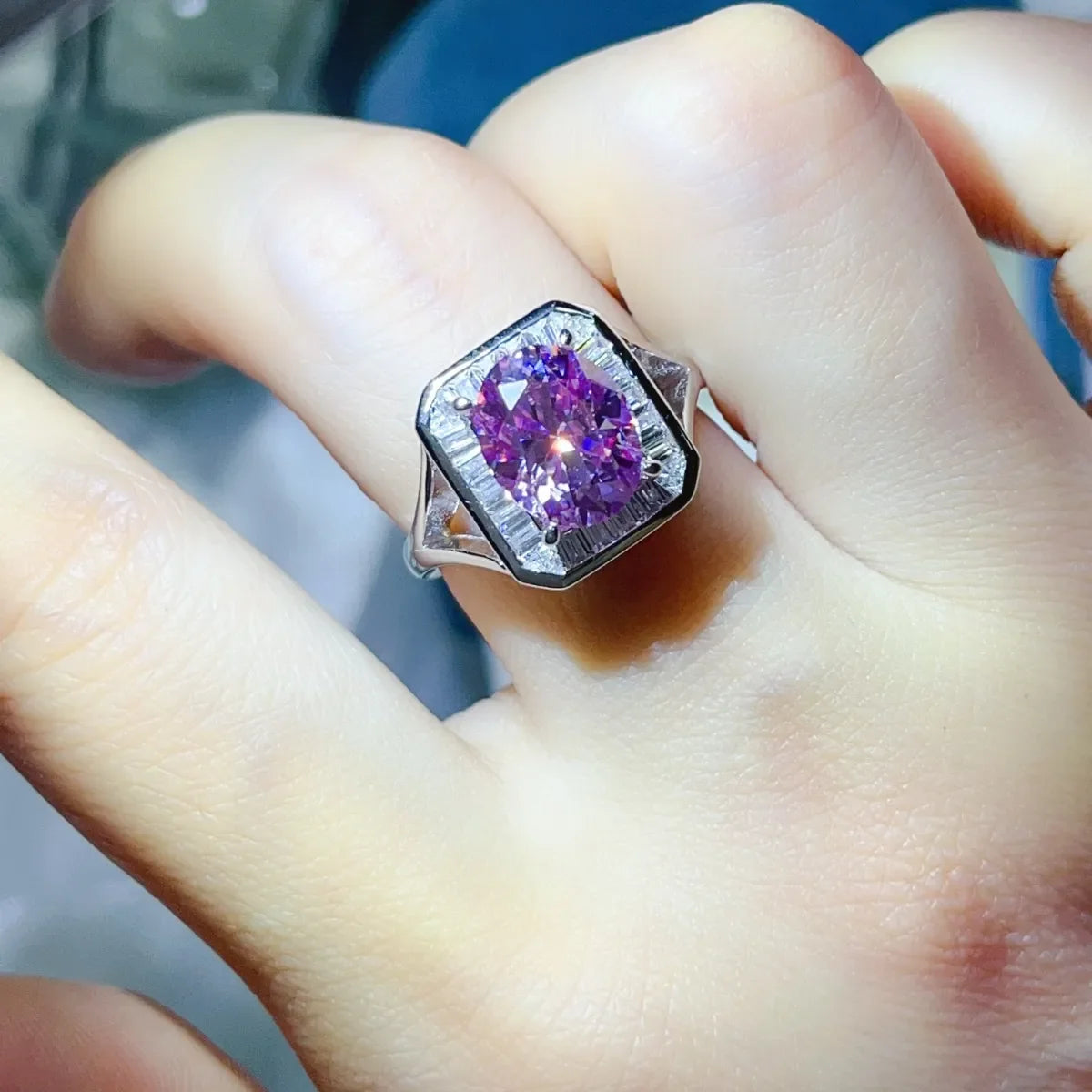 3 Carat Moissanite Square Ring