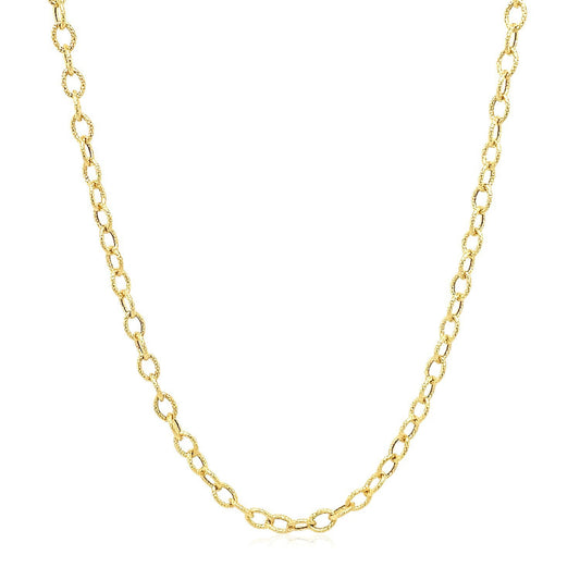 2.5mm 14k Yellow Gold Pendant Chain with Textured Links