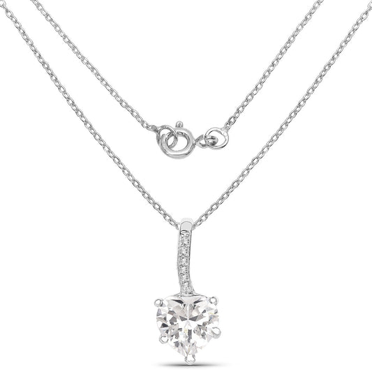 4.46 Carat Genuine White Cubic Zirconia .925 Sterling Silver Pendant