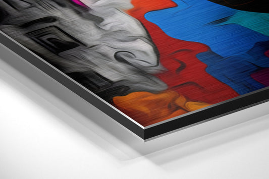 Fragmented Cubist Faces Brushed Aluminum Dibond Wall Art