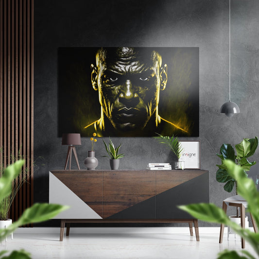 Amber Rim Light Boxer Stare Brushed Aluminum Dibond Wall Art