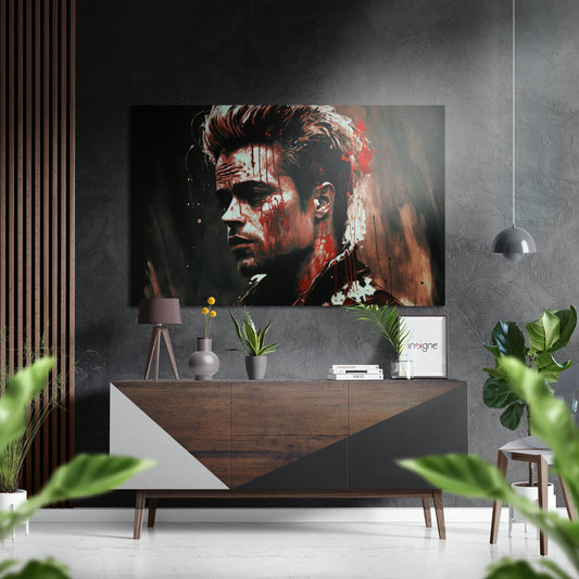 Red Paint Splash Rebel Profile Brushed Aluminum Dibond Wall Art