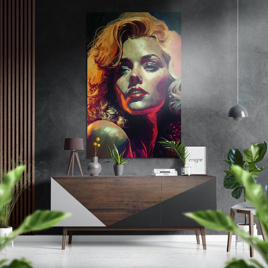 Green Tinted Painterly Blonde Brushed Aluminum Dibond Wall Art