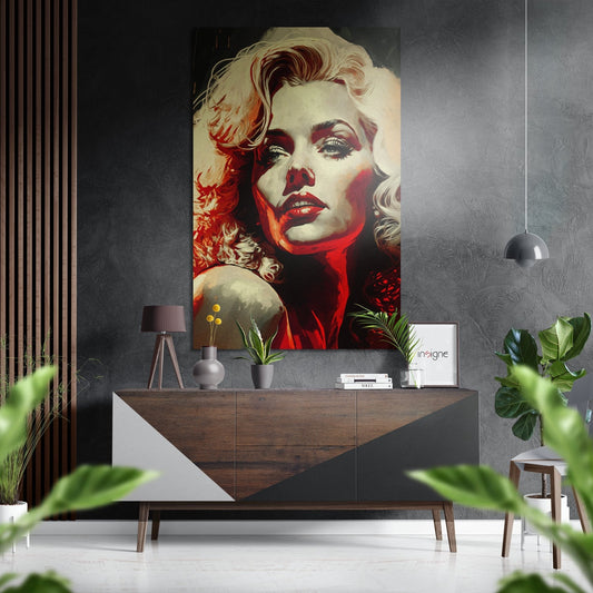 Crimson Lit Painterly Blonde Brushed Aluminum Dibond Wall Art
