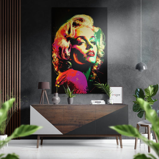 Rainbow Neon Pop Blonde Brushed Aluminum Dibond Wall Art