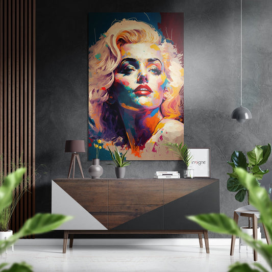 Blue Splash Palette Blonde Brushed Aluminum Dibond Wall Art