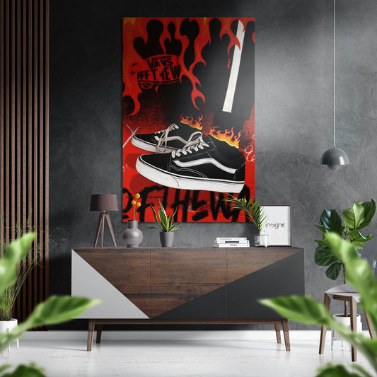 Checkerboard Skate Sneaker Brushed Aluminum Dibond Wall Art