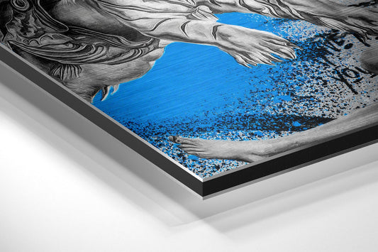 Blue Graffiti Tiger Collage Portrait Brushed Aluminum Dibond Wall Art