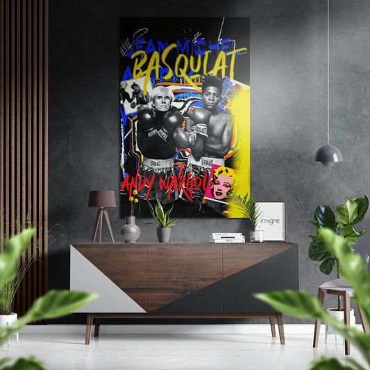 Boxing Duo Graffiti Brushed Aluminum Dibond Wall Art