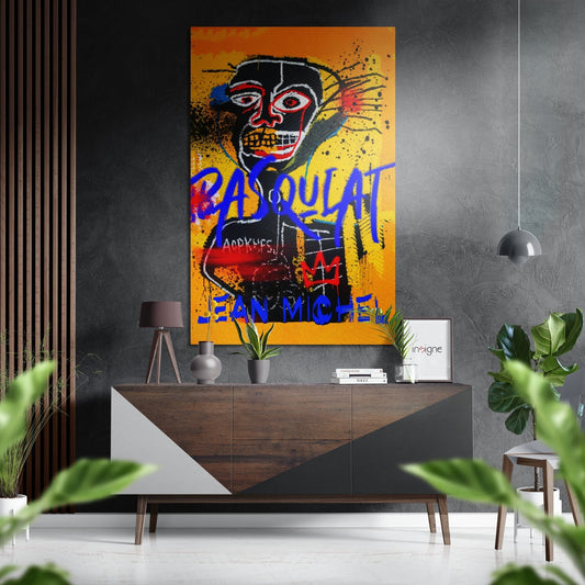 Yellow Skull Face Brushed Aluminum Dibond Wall Art