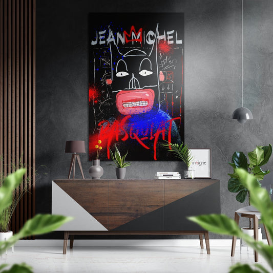 Black Mask Red Mouth Brushed Aluminum Dibond Wall Art