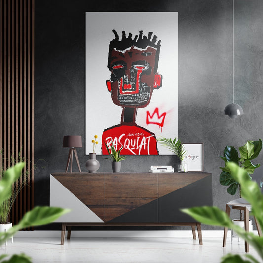 Red Tribal Face Brushed Aluminum Dibond Wall Art