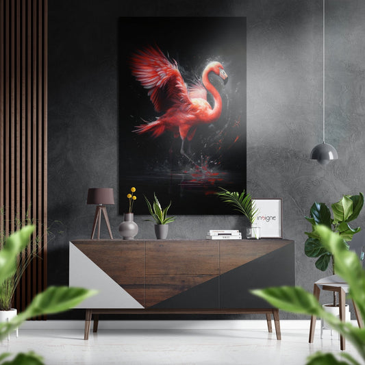 Wings of Flamingo Brushed Aluminum Dibond Wall Art
